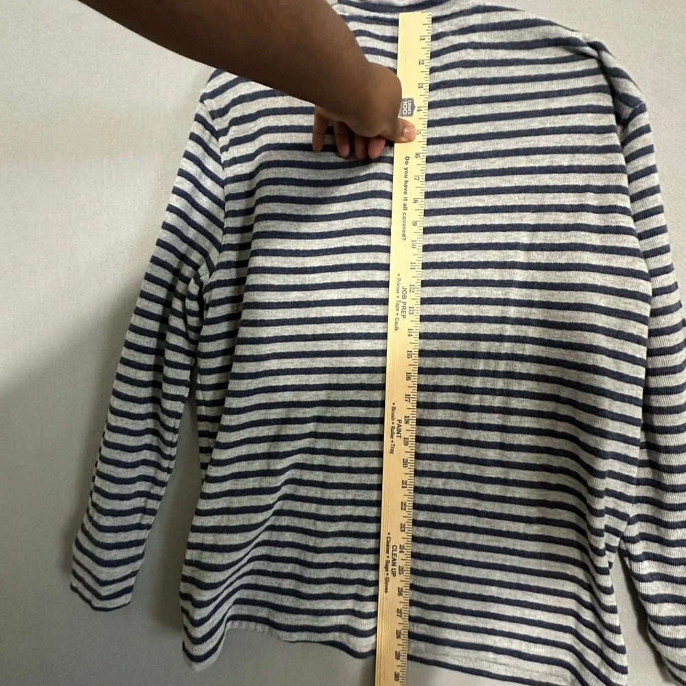 Johnnie-O Mens XL Gray Navy Blue Striped Quarter Button Mock‎ Neck Pullover